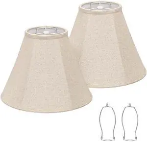 Bell Lamp Shades Set of 2, 6"Top x 13"Bottom x 10"High, Beige Lamp Shade | Lampshade for Table Lamps Floor Lamps, Fabric Natural Linen Hand Crafted, Spider Fitter, Harp Holders Included, Easy Assembly Bell Lamp Shades Set of 2, 6"Top x 13"Bottom x 10"High, Beige Lamp Shade | Lampshade for Table Lamps Floor Lamps, Fabric Natural Linen Hand Crafted, Spider Fitter, Harp Holders Included, Easy Assembly