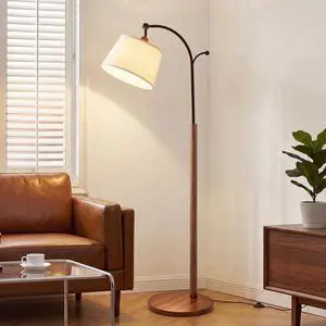 Floor Lamp, Arched Wood Floor Lamp, Linen Shade, Dimmable 3 Color Temperatures, Foot Switch & Coat Hook for Living Room Bedroom Nursery - Wood Grain Floor Lamp, Arched Wood Floor Lamp, Linen Shade, Dimmable 3 Color Temperatures, Foot Switch & Coat Hook for Living Room Bedroom Nursery - Wood Grain