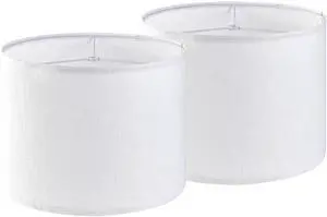 Set of 2 Pure White Linen Drum Lamp Shade 13"x13"x10" | (Spider) Modern Lamp Shades for Table Lamp Bedside Natural Linen Replacement Assembly is Required Set of 2 Pure White Linen Drum Lamp Shade 13"x13"x10" | (Spider) Modern Lamp Shades for Table Lamp Bedside Natural Linen Replacement Assembly is Required