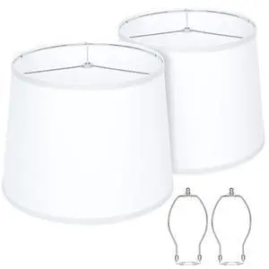 Lamp Shades Set of 2, Drum Lampshades 11"T x 13"B x 10"H Lamp Shades Set of 2, Drum Lampshades 11"T x 13"B x 10"H
