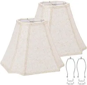 Square Cut Corner Bell Lamp Shades Set of 2, 6.5" x 13"x 10.5", Beige Square Cut Corner Bell Lamp Shades Set of 2, 6.5" x 13"x 10.5", Beige