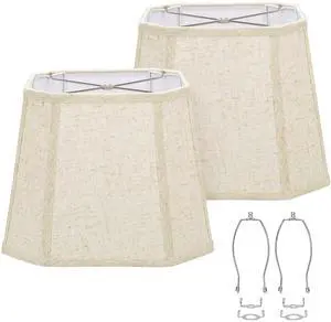 Rectangle Lamp Shades Set of 2, 10.5" x 10"x 13" Medium Cut Corner Beige Lampshades Natural Linen Hand Crafted, Include 2 Pack Lamp Harps, Suitable for E26 Base and Saddle Base, Easy Assembly Required Rectangle Lamp Shades Set of 2, 10.5" x 10"x 13" Medium Cut Corner Beige Lampshades Natural Linen Hand Crafted, Include 2 Pack Lamp Harps, Suitable for E26 Base and Saddle Base, Easy Assembly Required