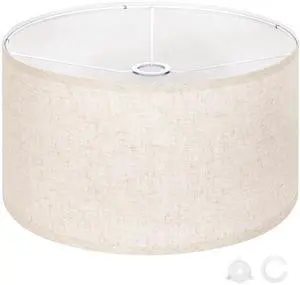 Beige Large Drum Lamp Shades for Floor Lamps, 17.5" Top x 17.5" Bottom x 10" High, Easy to Assemble, Replacement Linen Lampshades for Table Lamps & Bedside Lamps (1.65" Spider) Beige Large Drum Lamp Shades for Floor Lamps, 17.5" Top x 17.5" Bottom x 10" High, Easy to Assemble, Replacement Linen Lampshades for Table Lamps & Bedside Lamps (1.65" Spider)