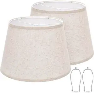 Large Drum Lamp Shades Set of 2, 12"Top x 16"Bottom x 11"High, Beige Lampshades for Table Lamps Floor Lamps, Natural Linen Replacement Lamp Shades, Spider, Harp Holders Included, Easy Assembly Large Drum Lamp Shades Set of 2, 12"Top x 16"Bottom x 11"High, Beige Lampshades for Table Lamps Floor Lamps, Natural Linen Replacement Lamp Shades, Spider, Harp Holders Included, Easy Assembly