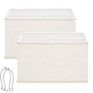 Rectangular Lamp Shades Set of 2, 16"L x 8"W x 10"H Large Rectangle Lampshades for Table Lamps Floor Lamps, Natural Linen Lamp Shade Replacement, Spider, Harp Holders Included, Easy Assembly, Beige Rectangular Lamp Shades Set of 2, 16"L x 8"W x 10"H Large Rectangle Lampshades for Table Lamps Floor Lamps, Natural Linen Lamp Shade Replacement, Spider, Harp Holders Included, Easy Assembly, Beige