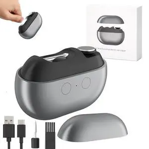 Electric Nail Clipper for Seniors, Rechargeable Automatic Trimmer with LED Light and File, Quiet Portable Grooming Tool for Fingernails and Toenails, Gray Electric Nail Clipper for Seniors, Rechargeable Automatic Trimmer with LED Light and File, Quiet Portable Grooming Tool for Fingernails and Toenails, Gray