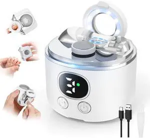 RT-01 Electric Nail Clipper, 3-in-1 Automatic Nail Trimmer with Dual-Blade Head & Magnifier, 3 Speed & LED Light & Storage- Rechargeable Nail Clippers and File for Families Kids Adults Seniors RT-01 Electric Nail Clipper, 3-in-1 Automatic Nail Trimmer with Dual-Blade Head & Magnifier, 3 Speed & LED Light & Storage- Rechargeable Nail Clippers and File for Families Kids Adults Seniors
