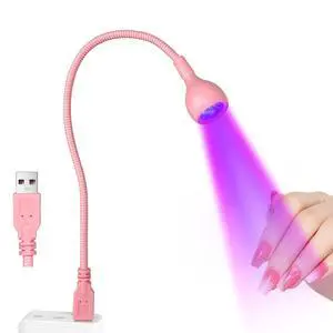 3W USB UV Nail Lamp with Flexible Gooseneck for Gel Nails, Pink 3W USB UV Nail Lamp with Flexible Gooseneck for Gel Nails, Pink