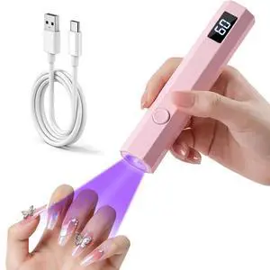 Handheld UV Nail Light for Gel Nails, Flash Cure Nail Lamp with LED Display, Mini Led Nail Lamp Pen Settings 20/60s Timer, Hand Held Nail Light for Glue Polish Home Salon DlY Handheld UV Nail Light for Gel Nails, Flash Cure Nail Lamp with LED Display, Mini Led Nail Lamp Pen Settings 20/60s Timer, Hand Held Nail Light for Glue Polish Home Salon DlY