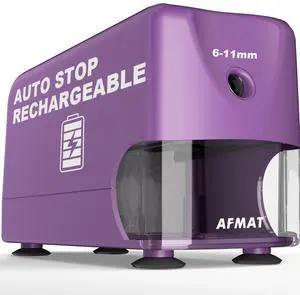 Electric Pencil Sharpener Heavy Duty, Cordless & Rechargeable, Classroom Pencil Sharpener for 6-11mm No.2/Colored Pencils, Auto Stop, Fast Sharpen, Save Pencil, 10,000 Sharpenings, Purple, PSD3 Electric Pencil Sharpener Heavy Duty, Cordless & Rechargeable, Classroom Pencil Sharpener for 6-11mm No.2/Colored Pencils, Auto Stop, Fast Sharpen, Save Pencil, 10,000 Sharpenings, Purple, PSD3