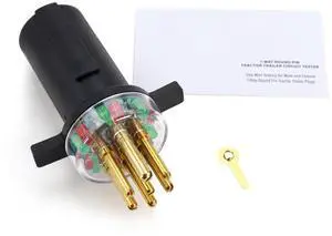 7-Way Round Pin Trailer Truck Circuit Plug Tester Replace 7865L, Trailer Tractor Light Tester 7-Way Round Pin Trailer Truck Circuit Plug Tester Replace 7865L, Trailer Tractor Light Tester