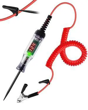 Automotive Test Light 3-48V Digital LED Voltage Tester, Car Circuit Tester with Polarity Indicator, 87" Spring Cable & Stainless Steel Probe for Car RV Truck Fuse Battery Detection Automotive Test Light 3-48V Digital LED Voltage Tester, Car Circuit Tester with Polarity Indicator, 87" Spring Cable & Stainless Steel Probe for Car RV Truck Fuse Battery Detection
