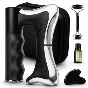 Heated Muscle Scraper Tool Kit with Jade Roller & Gua Sha Stone Heated Muscle Scraper Tool Kit with Jade Roller & Gua Sha Stone
