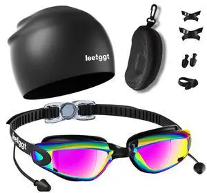 Swim Goggles+Swim Cap, No Leak Anti-Fog & UVSwimming Goggles Full Protection Adult Men Women Youth6 in 1 Swim Goggles+Swim Cap, No Leak Anti-Fog & UVSwimming Goggles Full Protection Adult Men Women Youth6 in 1