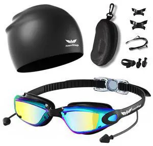 7 in 1 Swim Goggles and Cap for Men Women, Anti-Fog UV Protection, No Leak 7 in 1 Swim Goggles and Cap for Men Women, Anti-Fog UV Protection, No Leak