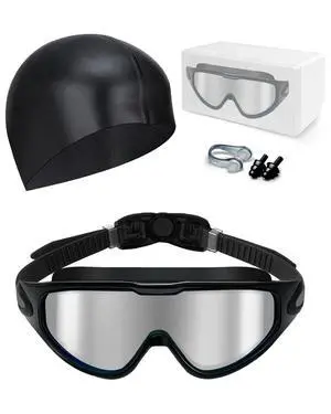 Swim Goggles, Anti Fog Anti UV, Wide View and No Leaking Swimming Goggles & Swim Cap for Men Women Adult Youth Swim Goggles, Anti Fog Anti UV, Wide View and No Leaking Swimming Goggles & Swim Cap for Men Women Adult Youth