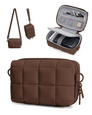 Small Puffy Digital Camera Case, Water-repellent, Coffee Brown Small Puffy Digital Camera Case, Water-repellent, Coffee Brown