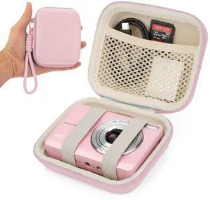 Digital Camera Case, Protective Hard EVA Shell Camera Bag for KODAK PIXPRO FZ55 FZ45, CAMKORY, Canon PowerShot ELPH 180/IXUS, Small Travel Compact Camera Accessories Holder (Pink) Digital Camera Case, Protective Hard EVA Shell Camera Bag for KODAK PIXPRO FZ55 FZ45, CAMKORY, Canon PowerShot ELPH 180/IXUS, Small Travel Compact Camera Accessories Holder (Pink)