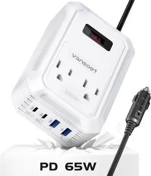 200W Car Power Inverter DC 12V to 110V AC Inverter with PD 65W/30W USB C & 2 QC 18W USB Ports & 2 AC Outlets,Car Plu Adapter Outlet for Laptop/Phone/Road Trip 200W Car Power Inverter DC 12V to 110V AC Inverter with PD 65W/30W USB C & 2 QC 18W USB Ports & 2 AC Outlets,Car Plu Adapter Outlet for Laptop/Phone/Road Trip
