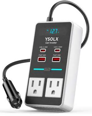 300W 12V to 110V Car Power Inverter | 65W USB-C,4 USB Post,Dual AC Car Plug Adapter Outlet,LED display.Suitable for Car Trips, Camping,Laptop 300W 12V to 110V Car Power Inverter | 65W USB-C,4 USB Post,Dual AC Car Plug Adapter Outlet,LED display.Suitable for Car Trips, Camping,Laptop