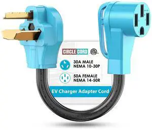 NEMA 10-30P to 14-50R EV Charger Adapter Cord | Compatible with Tesla Model 3/S/X/Y, 30 Amp Dryer to 50 Amp EV for Level 2 Charging, ETL Listed (Not for RV or Dryer) NEMA 10-30P to 14-50R EV Charger Adapter Cord | Compatible with Tesla Model 3/S/X/Y, 30 Amp Dryer to 50 Amp EV for Level 2 Charging, ETL Listed (Not for RV or Dryer)