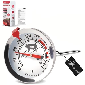 Meat Thermometer for Oven, Analog Leave-in with Adjustable Red Target Indicator, 2-Inch Dial with Meat Icons, 4.3-Inch 304 Stainless Steel Probe, 40-220°F for Beef Poultry Pork Lamb Seafood Meat Thermometer for Oven, Analog Leave-in with Adjustable Red Target Indicator, 2-Inch Dial with Meat Icons, 4.3-Inch 304 Stainless Steel Probe, 40-220°F for Beef Poultry Pork Lamb Seafood