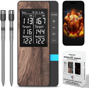 Wireless Meat Thermometer with Dual Probes, Smart BBQ Thermometer with App, Multi Sensor, LCD Display Wireless Meat Thermometer with Dual Probes, Smart BBQ Thermometer with App, Multi Sensor, LCD Display