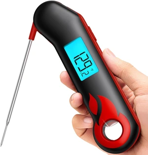Professional Meat Thermometer, Instant Read in 0.5 Sec, NIST Certified Accuracy ±0.5°F, IP67 Waterproof, Ambidextrous Backlight & Auto-Rotating Display, for BBQ/Grill/Cooking, Black&Red Professional Meat Thermometer, Instant Read in 0.5 Sec, NIST Certified Accuracy ±0.5°F, IP67 Waterproof, Ambidextrous Backlight & Auto-Rotating Display, for BBQ/Grill/Cooking, Black&Red