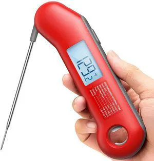 0.5 Sec Professional Meat Thermometer Digital, ±0.5°F Accuracy | NIST&NSF Certified, IP67 Waterproof, Auto-Rotating Backlit Display, Lift-to-Wake, for BBQ/Cooking/Camping, Red&Gray 0.5 Sec Professional Meat Thermometer Digital, ±0.5°F Accuracy | NIST&NSF Certified, IP67 Waterproof, Auto-Rotating Backlit Display, Lift-to-Wake, for BBQ/Cooking/Camping, Red&Gray
