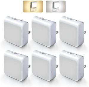 6-Pack Dimmable LED Night Lights Plug into Wall with Dusk to Dawn Sensor, 2 Color in 1 Plug in Night Light 30-60lm Brightness Adjustable, Auto-On/Off Nightlight for Bedroom, Kitchen, Bathroom, Hallway 6-Pack Dimmable LED Night Lights Plug into Wall with Dusk to Dawn Sensor, 2 Color in 1 Plug in Night Light 30-60lm Brightness Adjustable, Auto-On/Off Nightlight for Bedroom, Kitchen, Bathroom, Hallway