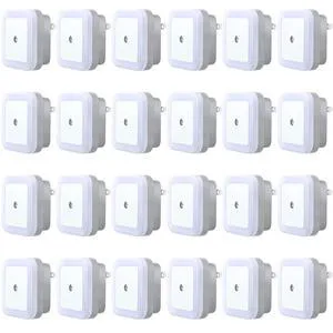 24 Pack Night Lights Plug into Wall LED Smart Sensor, White | Auto Dusk to Dawn Activation, for Hallway Stairs Bathroom Bedroom Kitchen Toilet, Energy Saving Nightlights for Adults 24 Pack Night Lights Plug into Wall LED Smart Sensor, White | Auto Dusk to Dawn Activation, for Hallway Stairs Bathroom Bedroom Kitchen Toilet, Energy Saving Nightlights for Adults