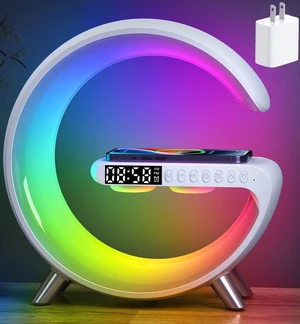5 in 1 LED Table Lamp with Wireless Charging Bluetooth Speaker | App Controlled Night Light Alarm Clock for Kids Christmas Birthday Gifts for Teens Adults Desk Office Bedroom Decor 5 in 1 LED Table Lamp with Wireless Charging Bluetooth Speaker | App Controlled Night Light Alarm Clock for Kids Christmas Birthday Gifts for Teens Adults Desk Office Bedroom Decor
