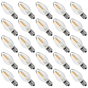 25PACK LED Night Light Bulbs, C7 Replacement Bulbs, Warm C7 E12 LED Bulb | Candelabra 0.6W Equivalent to 7W LED Bulbs , Warm White 2200K, 50LM, Shatterproof & Waterproof Clear Plastic Decor Holiday 25PACK LED Night Light Bulbs, C7 Replacement Bulbs, Warm C7 E12 LED Bulb | Candelabra 0.6W Equivalent to 7W LED Bulbs , Warm White 2200K, 50LM, Shatterproof & Waterproof Clear Plastic Decor Holiday