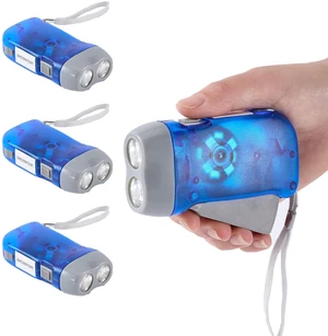 4-Pack Hand Crank Flashlights for Emergencies, Double LED | Hand-press crank generates power without batteries; compact dual-LED lights are ideal for cars, camping, hiking and outages. 4-Pack Hand Crank Flashlights for Emergencies, Double LED | Hand-press crank generates power without batteries; compact dual-LED lights are ideal for cars, camping, hiking and outages.