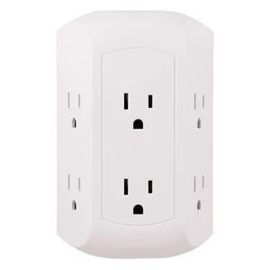 Pro 6-Outlet Extender, Surge Protector, Spaced Wall Tap, Side-Access | 3-Prong Power Strip, Charging Station, 560 Joules, UL Listed, White, 43648 Pro 6-Outlet Extender, Surge Protector, Spaced Wall Tap, Side-Access | 3-Prong Power Strip, Charging Station, 560 Joules, UL Listed, White, 43648