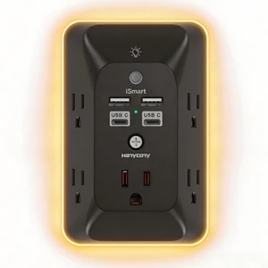 Outlet Extender with Night Light, Multi Plug Outlet, USB Wall Charger | Surge Protector with 4 USB Ports(2 USB C), 5 Widely Spaced Outlets Splitter, Expander for Home, Dorm Room Essentials, Black Outlet Extender with Night Light, Multi Plug Outlet, USB Wall Charger | Surge Protector with 4 USB Ports(2 USB C), 5 Widely Spaced Outlets Splitter, Expander for Home, Dorm Room Essentials, Black