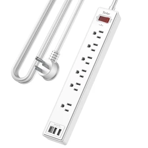 10Ft Surge Protector Power Strip with 6 Outlets & 3 USB Ports, White | 10 Feet Flat Plug Extension Cord with Multiple Outlets for Home, Office, Dorm Essentials, 1680 Joules, ETL Listed 10Ft Surge Protector Power Strip with 6 Outlets & 3 USB Ports, White | 10 Feet Flat Plug Extension Cord with Multiple Outlets for Home, Office, Dorm Essentials, 1680 Joules, ETL Listed