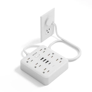 Surge Protector Power Strip, 6 Outlets, 4 USB, 5FT Flat Plug, White | 5FT 16AWG Cord, 6AC+4USB(3 USB-A+1 USB-C), 900J Surge, UL Tested, 1875W, Wall Mount, Office15A Surge Protector Power Strip, 6 Outlets, 4 USB, 5FT Flat Plug, White | 5FT 16AWG Cord, 6AC+4USB(3 USB-A+1 USB-C), 900J Surge, UL Tested, 1875W, Wall Mount, Office15A