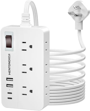 Surge Protector Power Strip - 5Ft Braided Extension Cord Flat Plug with 6 Outlets and 2 USB-A 2 USB-C Ports, 1080 Joules Wall Mounted Charging Station for Office Home ETL (10 FT) Surge Protector Power Strip - 5Ft Braided Extension Cord Flat Plug with 6 Outlets and 2 USB-A 2 USB-C Ports, 1080 Joules Wall Mounted Charging Station for Office Home ETL (10 FT)