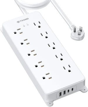 Power Strip Surge Protector 10ft, 4000J, ETL Listed | 10 Widely Spaced Outlets, 2 USB A & 2 USB C Ports, Flat Plug Power Strip, Wall Mountable, for Home Office Garage, White Power Strip Surge Protector 10ft, 4000J, ETL Listed | 10 Widely Spaced Outlets, 2 USB A & 2 USB C Ports, Flat Plug Power Strip, Wall Mountable, for Home Office Garage, White