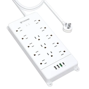 10ft Surge Protector Power Strip with 32W USB,ETL Listed, 4000J,White | Flat Plug Long Extension Cord, 13 Wide Spaced Outlets, 32W Quick Charge 3.0 &, Wall Mount, Under Desk, Heavy Duty 10ft Surge Protector Power Strip with 32W USB,ETL Listed, 4000J,White | Flat Plug Long Extension Cord, 13 Wide Spaced Outlets, 32W Quick Charge 3.0 &, Wall Mount, Under Desk, Heavy Duty