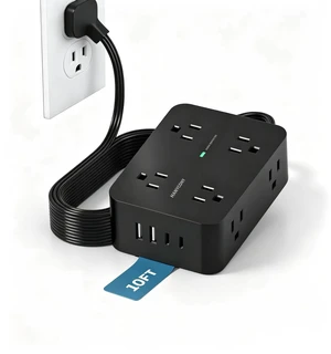 10 Ft Power Strip Flat Plug, Extension Cord Surge Protector, Flat Wall Plug | 8 Outlets and 4 USB Ports (2 USB C), Ultra Thin, 1080J Surge Protection, Mountable Charging Station for Dorm, Office 10 Ft Power Strip Flat Plug, Extension Cord Surge Protector, Flat Wall Plug | 8 Outlets and 4 USB Ports (2 USB C), Ultra Thin, 1080J Surge Protection, Mountable Charging Station for Dorm, Office