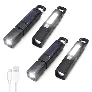 4 Pack Solar Flashlight, Rechargeable Zoomable LED Flashlight, High Lumens Solar Powered Flashlights with Tail Hook Rechargeable Handheld Flashlights for Home Emergency Camping Hiking 4 Pack Solar Flashlight, Rechargeable Zoomable LED Flashlight, High Lumens Solar Powered Flashlights with Tail Hook Rechargeable Handheld Flashlights for Home Emergency Camping Hiking