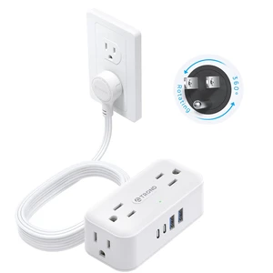 360° Rotating Flat Plug Power Strip 10ft, 4 Widely AC Outlets, White | Flat Extension Cord 4 USB Ports (2 USB C), 10A/1250W, Wall Mount, 900J Surge Protector for Office Travel Dorm Room Essentials 360° Rotating Flat Plug Power Strip 10ft, 4 Widely AC Outlets, White | Flat Extension Cord 4 USB Ports (2 USB C), 10A/1250W, Wall Mount, 900J Surge Protector for Office Travel Dorm Room Essentials