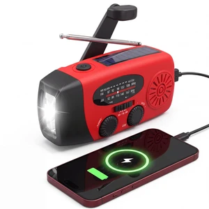 Hand Crank Radio with LED Flashlight,2000mAh NOAA AM FM Emergency Radio | Cranked,Solar Power,USB-C Charger,Lightweight & Compact,Portable Radio,Bright LED Flashlight,for Power Outage,Emergencies,Red Hand Crank Radio with LED Flashlight,2000mAh NOAA AM FM Emergency Radio | Cranked,Solar Power,USB-C Charger,Lightweight & Compact,Portable Radio,Bright LED Flashlight,for Power Outage,Emergencies,Red