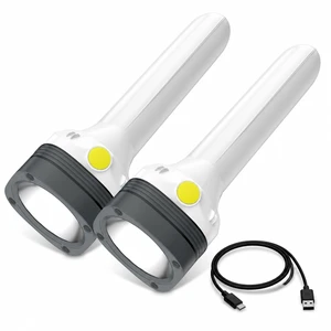 Rechargeable Flashlight Lantern 2 Pack, 2-in-1 LED Handheld Lights with Front Beam, 360° Area Lantern and Emergency Strobe, USB-C Camping Lights for Power Outages, Home and Car Rechargeable Flashlight Lantern 2 Pack, 2-in-1 LED Handheld Lights with Front Beam, 360° Area Lantern and Emergency Strobe, USB-C Camping Lights for Power Outages, Home and Car