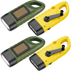Hand Crank Solar Powered Flashlights,Compact Emergency LED Flashlight Handheld Survival Flashlight,Quick Snap Carbiner Dynamo Flashlight for Outdoor,Sports,Hiking-4 Packs Hand Crank Solar Powered Flashlights,Compact Emergency LED Flashlight Handheld Survival Flashlight,Quick Snap Carbiner Dynamo Flashlight for Outdoor,Sports,Hiking-4 Packs