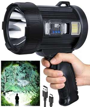 Rechargeable Spotlight,2000000 LM Super Bright Handheld Spot Light LED Flashlight High Powered Spotlight Large Searchlight Outdoor with Solar Panels for Boating Camping Hunting Rechargeable Spotlight,2000000 LM Super Bright Handheld Spot Light LED Flashlight High Powered Spotlight Large Searchlight Outdoor with Solar Panels for Boating Camping Hunting