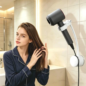 Hair Dryer Holder, Hair Dryer Stand with Adjustable Angle, Wall Mounted Hair Dryer Stand Hands Free with Built-In Adhesive, Suitable for Bathroom Mirror, Side Wall of Washbasin, Bedroom Vanity Hair Dryer Holder, Hair Dryer Stand with Adjustable Angle, Wall Mounted Hair Dryer Stand Hands Free with Built-In Adhesive, Suitable for Bathroom Mirror, Side Wall of Washbasin, Bedroom Vanity