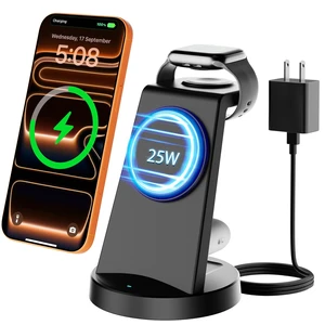 25W Charging Station, 3-in-1 Magnetic Wireless Charger for Apple | Phone and Watch Charger Stand for Apple Multiple Devices - iPhone Duo 18 17 16 15 14 13 12 Pro Max, AirPods-Black 25W Charging Station, 3-in-1 Magnetic Wireless Charger for Apple | Phone and Watch Charger Stand for Apple Multiple Devices - iPhone Duo 18 17 16 15 14 13 12 Pro Max, AirPods-Black